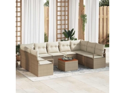 Vidaxl Conjunto De Sofá De Jardim 10 Unid. Bege E Creme Vime Pe