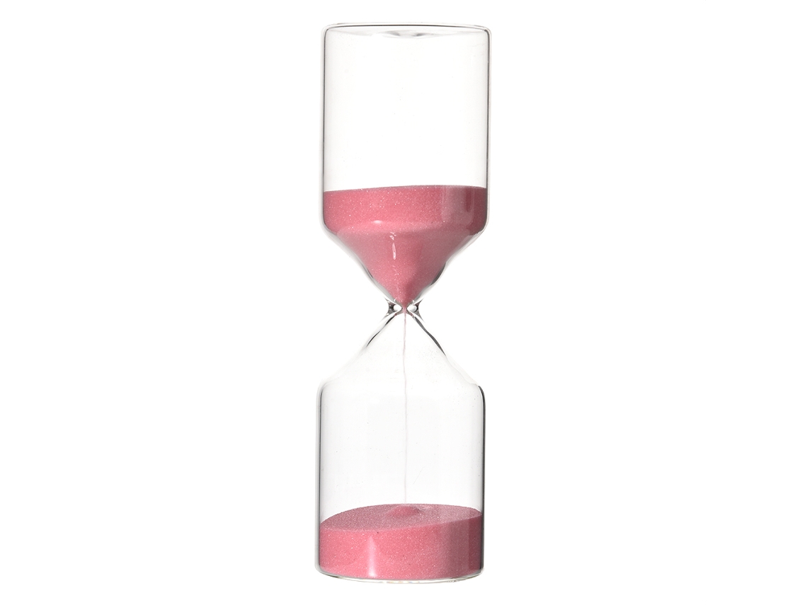 Relógio de Areia Cilíndrico 30 Minutos Vidro Rosa Presente Decoração