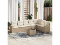 Vidaxl 8 Pcs Conjunto de Sofás P/ Jardim com Almofadões Vime Pe Bege