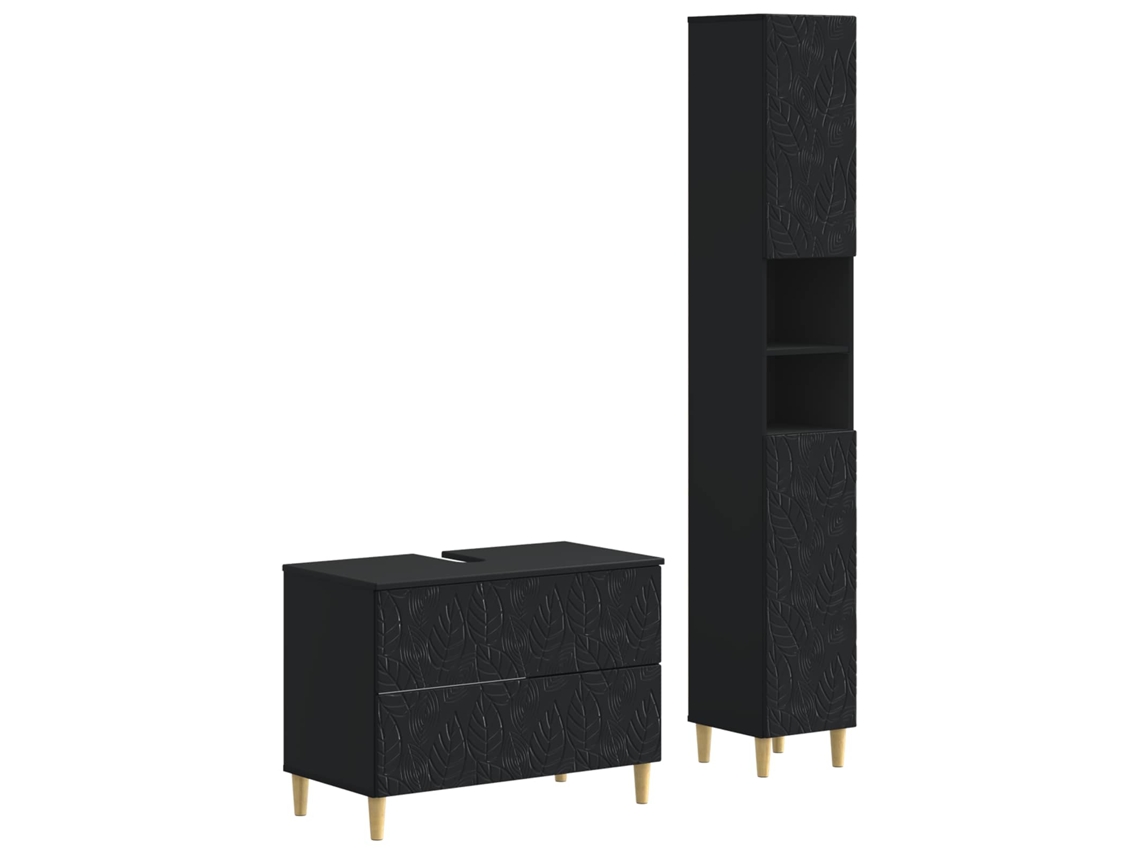 Vidaxl Conjunto De Armário De Banheiro Com 2 Peças Delft Preto