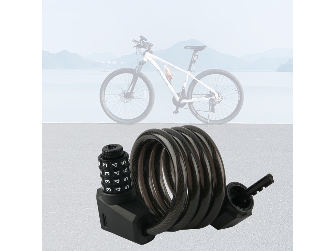 Cadeado Para Bicicleta, Cadeado De Cabo Preto, Com Luz Noturna Led, Fechadura Numérica De 4 Dígitos, 2 Chaves, Aproximadamente 117 Aquaforge