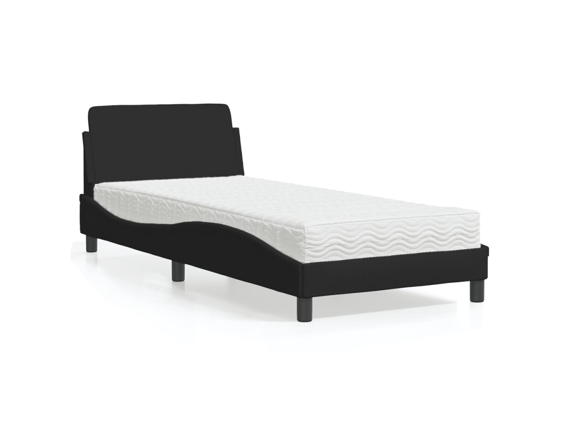 Vidaxl Cama com Colchão Dover 80x200 Cm Tecido Preto