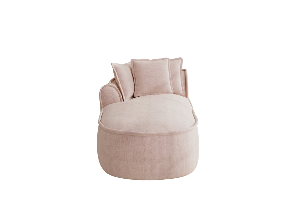 Sofá Com Chaise Longue Esquerda Em Chenille E Almofadas, Moderno Rosa