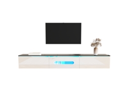 Móvel De Tv Preto E Branco 180 Cm,superfície Brilhante,iluminação Led 16 Cores,montável Na Parede