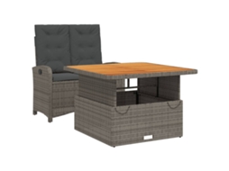 Conjunto de 2 Jantares para Jardim com Almofadões Vime Pe Cinza MAISON EXCLUSIVE