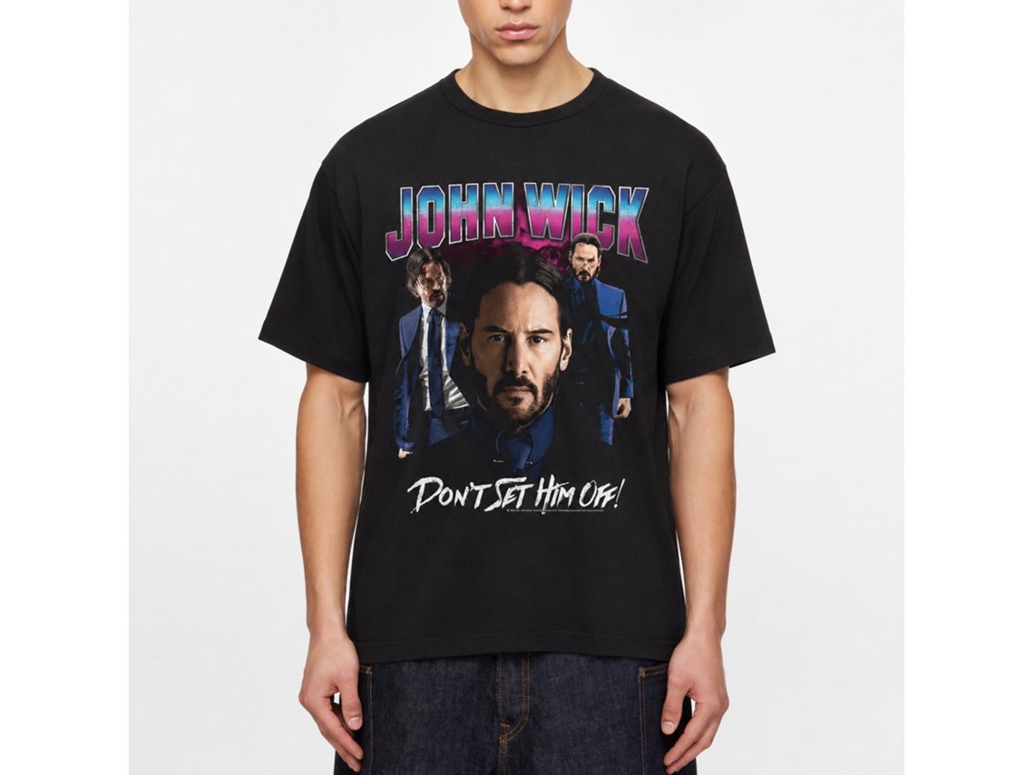 Rockinstone John Wick Shiny Lighting No Gun Black Adult T-shirt Size:l