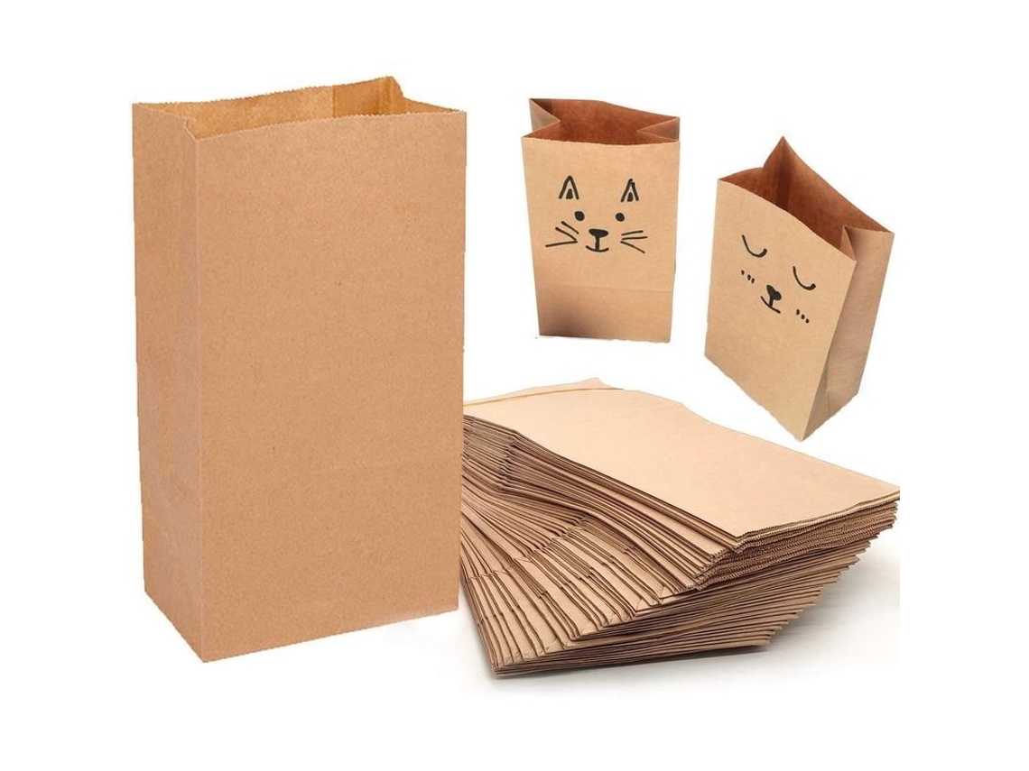 Sacos de papel Nova Line, kraft, 100 unidades, decoráveis | S/MARCA