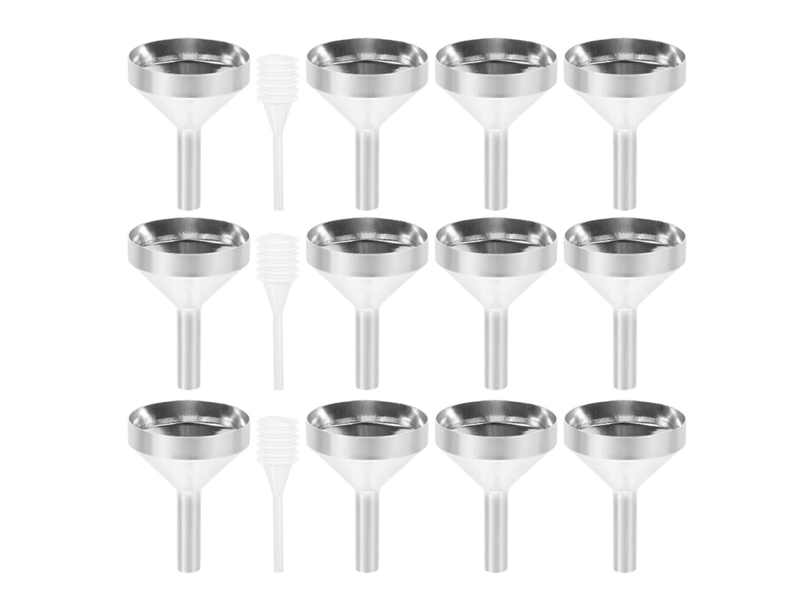 Conjunto De Mini Conta Gotas E Funis Para Perfume, 3ml, Cor Prata, Material De Alumínio E Plástico, Adequado Para