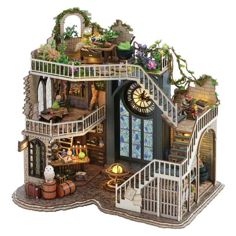 Suporte para Livros Cabana do Mago, Casa em Miniatura de Madeira 3d com Mistério MDUG