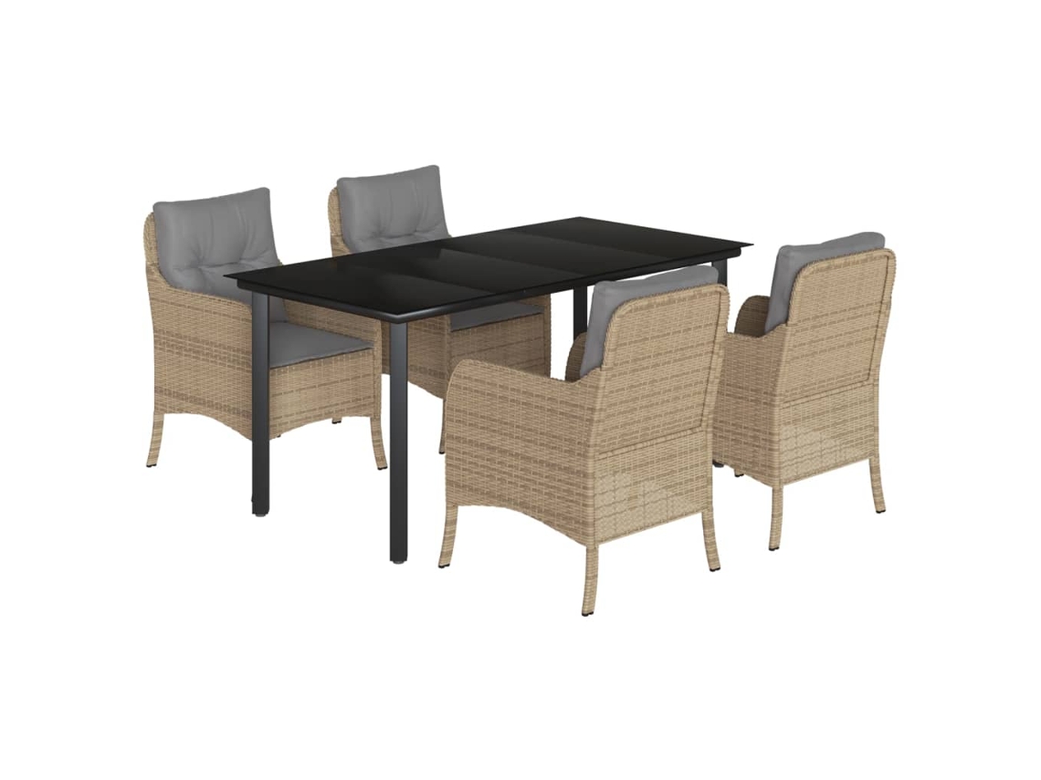 Garden Dining Set, Garden Dining Sets Vidaxl Bege Rattan / Vime (mesa Com 160 Cm De Comprimento)