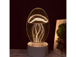 Luminária Noturna Led 3d, Formato De Água-viva, Em Acrílico, Comando Remoto, Para Quarto, Cabeceira, Sala De Estar E Ambiente Acolhedor
