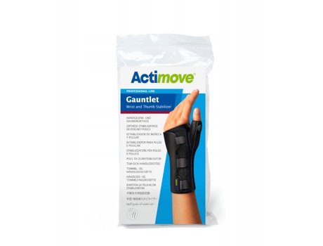 Actimove Black Medium Wrist Thumb Stabilizer Gauntlet Professional Support For Pain Relief Recovery Essity