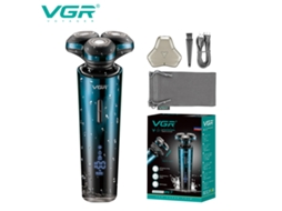 (azul) Barbeador Elétrico Com Lâmina Magnética, Visor Digital, À Prova D'água, Três Cabeças Flutuantes, Barbeador Bicolor