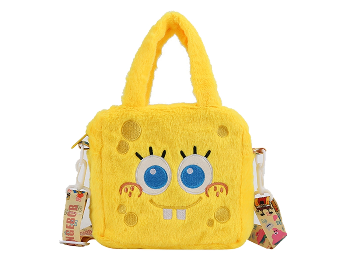 Bolsa de Ombro de Pelúcia Personagem de Desenho Animado Fofo Fecho com Ziper Amarela
