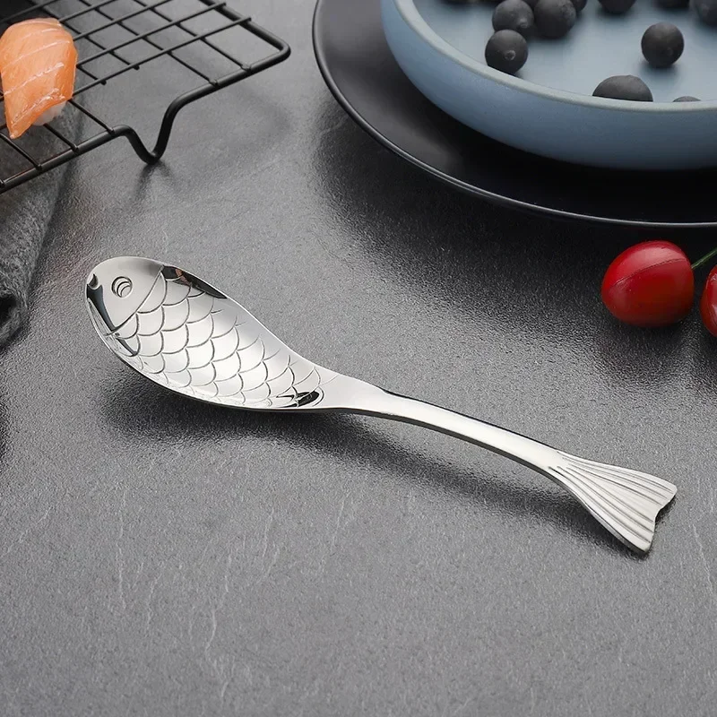 (prateado, 13,2 Cm, 3 Peças) Colheres De Aço Inoxidável Em Formato De Peixe, Talheres Próprios Para Alimentos, Ideais Para Sobremesas Com Sorvete.