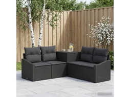 Vidaxl Conjunto De Sofás 5 Unid. Preto Rattan Poliéster E Aço
