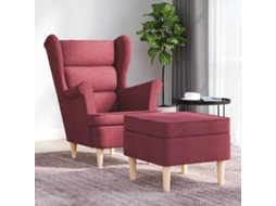 Vidaxl Poltrona Com Apoio De Pés Tecido Vermelho Tinto