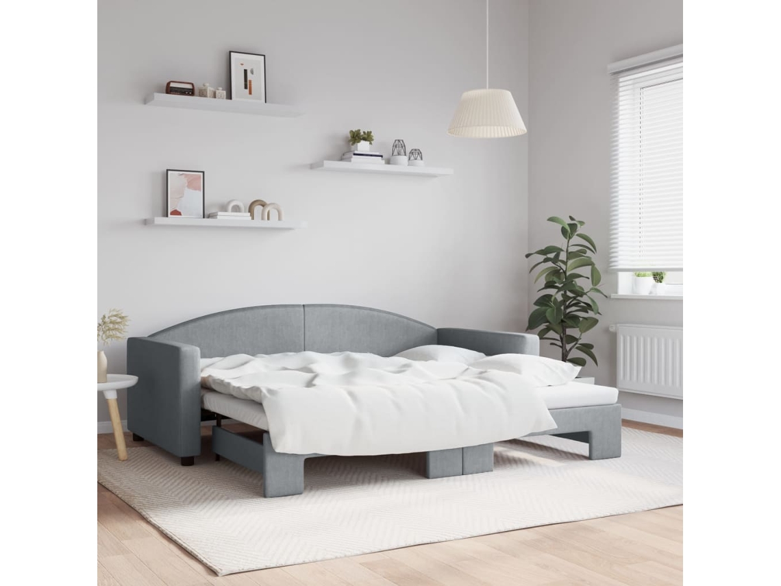 Vidaxl Sofá-cama Com Gavetão 90x190 Cm Tecido Cinzento-claro