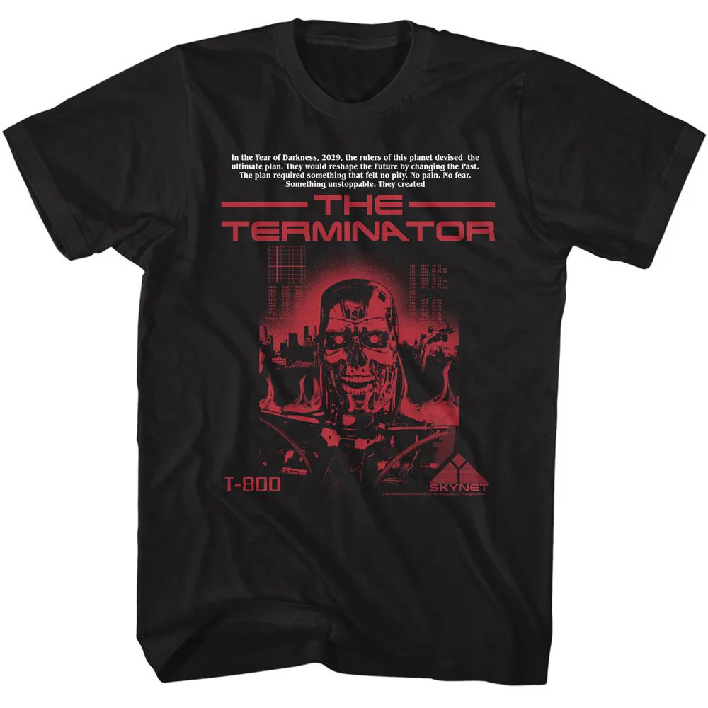 Unisex Adult T-shirt Rockinstone Terminator T 800 Without Bottom Text Black Sizem