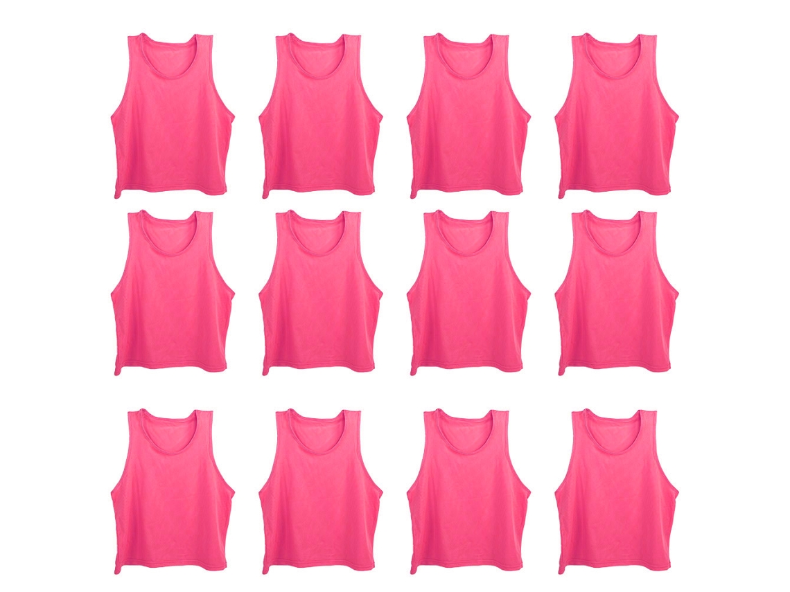 12 coletes de treino de futebol infantil, mesh, respirável, tamanho único, vermelho e rosa