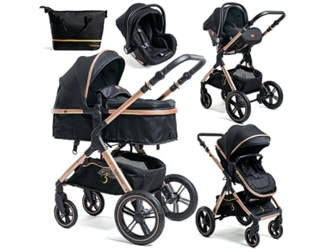 Carrinho de Bebé BEBELISSIMO Trío 3 em 1 0-22 kg (Preto)