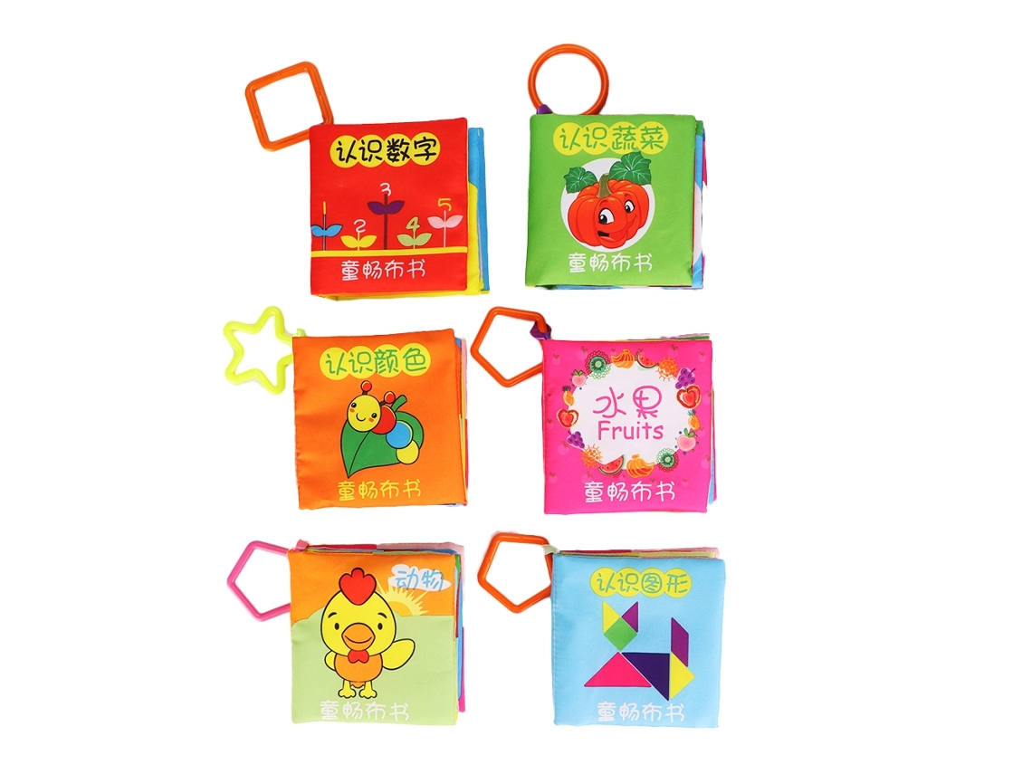6pcs Livro De Tecido Infantil Antirotação Para Cognição Educativa Clássico Brinquedo Baby Toy