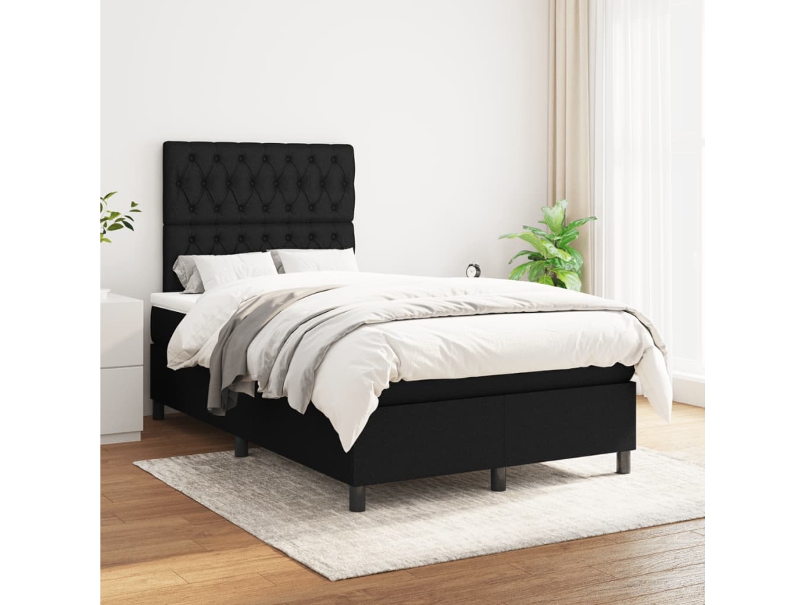 Vidaxl Cama Com Molas/colchão 120x200 Cm Tecido Preto