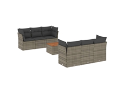 Conjunto de 7 Sofás para Jardim com Almofadões Vime Pe Cinzento MAISON EXCLUSIVE (7 pcs)