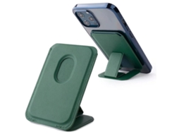 Suporte Universal Para Celular Em Couro Com Compartimento Para Cartão - Verde