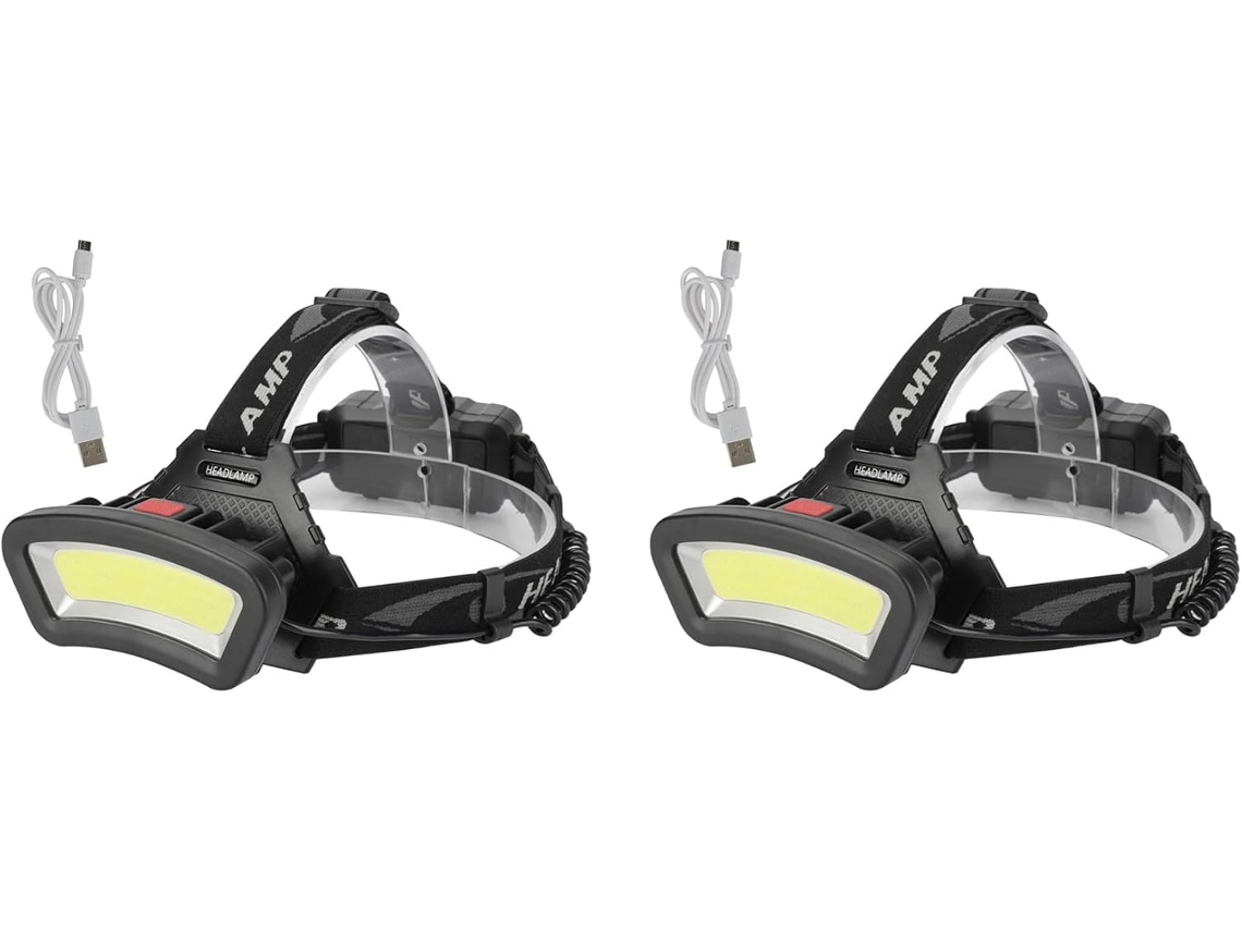 Lanterna de Cabeça Led Cob Dupla, Recarregável Via Usb, Ideal para Caminhadas e Camping. SFUSHOS
