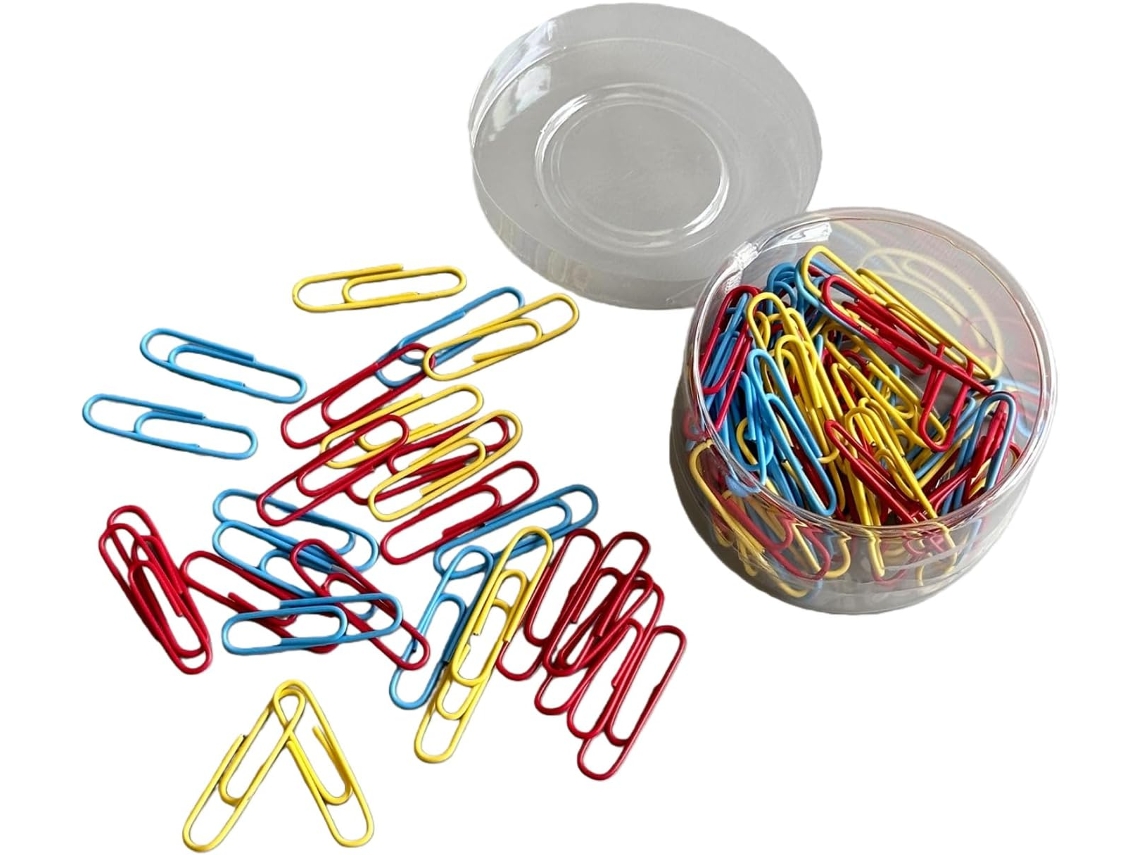 Office Basics Clips De Papel Coloridos, Clips De Metal 33mm, Pacote Com 600-unidades Em 6-sacos Organizadores, Vermelho