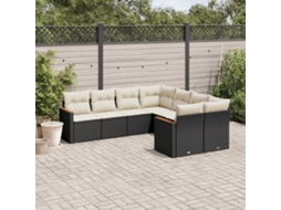 Vidaxl 8 Pcs Conjunto Sofás de Jardim com Almofadões Vime Pe Preto