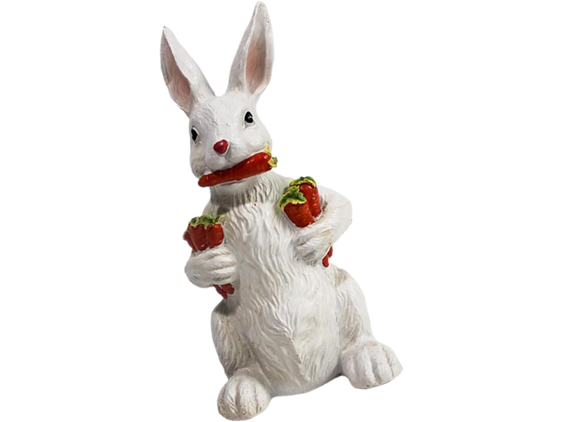 Coelho Colorido De Resina Com Cenouras, Estatueta Decorativa Para Jardim Interno E Externo.