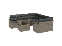 Conjunto 9 Sofá De Jardim Vidaxl Cinzento Vime Pe (100 X 55 X 73 Cm)