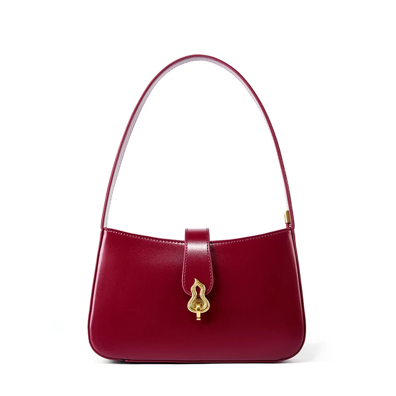(2690-vermelho) Nova Bolsa Feminina De Luxo, Feita De Couro Bovino De Alta Qualidade, Simples E Elegante.