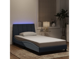 Estrutura De Cama C/ Luzes Led 100x200cm Veludo Cinzento-escuro