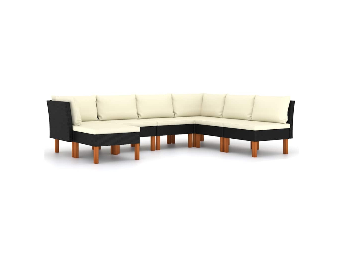Maison Exclusive - 7 Pcs Conjunto Lounge De Jardim C/ Almofadões Vime Pe Preto
