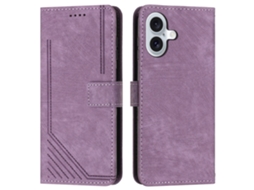 Capa Em Couro Pu Para Apple Iphone 16 Plus Roxo