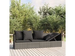 Vidaxl Sofá Lounge De Exterior C/ Almofadões Vime Pe Cinzento