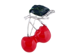 Broche Ligação Cereja Strass Decoração Presente