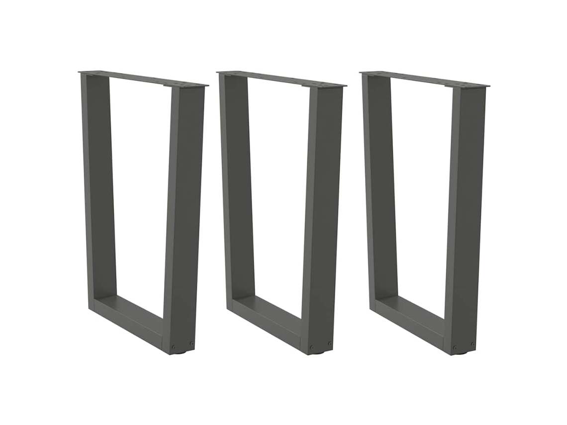 Vidaxl Pés Para Mesa De Jantar Em V, 3 Peças, Antracite, 70x(72-73,3) Cm, Aço