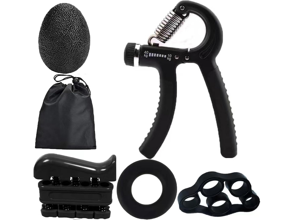Conjunto 5em 1 Para Fortalecimento Da Pegada – Kit Ajustável Exercícios De Mão Com Faixas Resistência Os Dedos