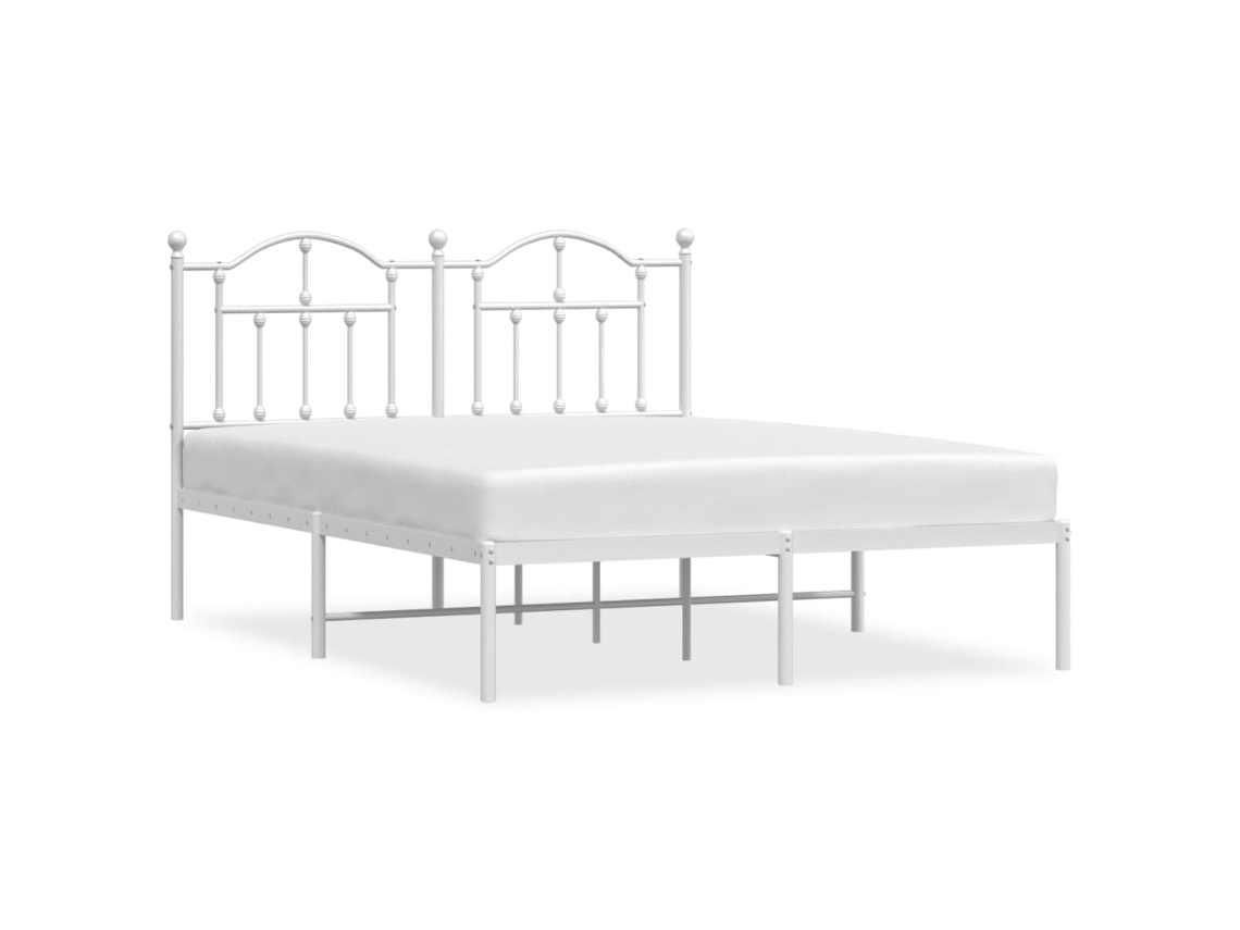 Bed Frame, Bed Frames Vidaxl Branco Aço (150 X 200 Cm)