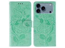 Capa De Couro Para Iphone 17 Pro Com Estampa De Borboleta Rosa.