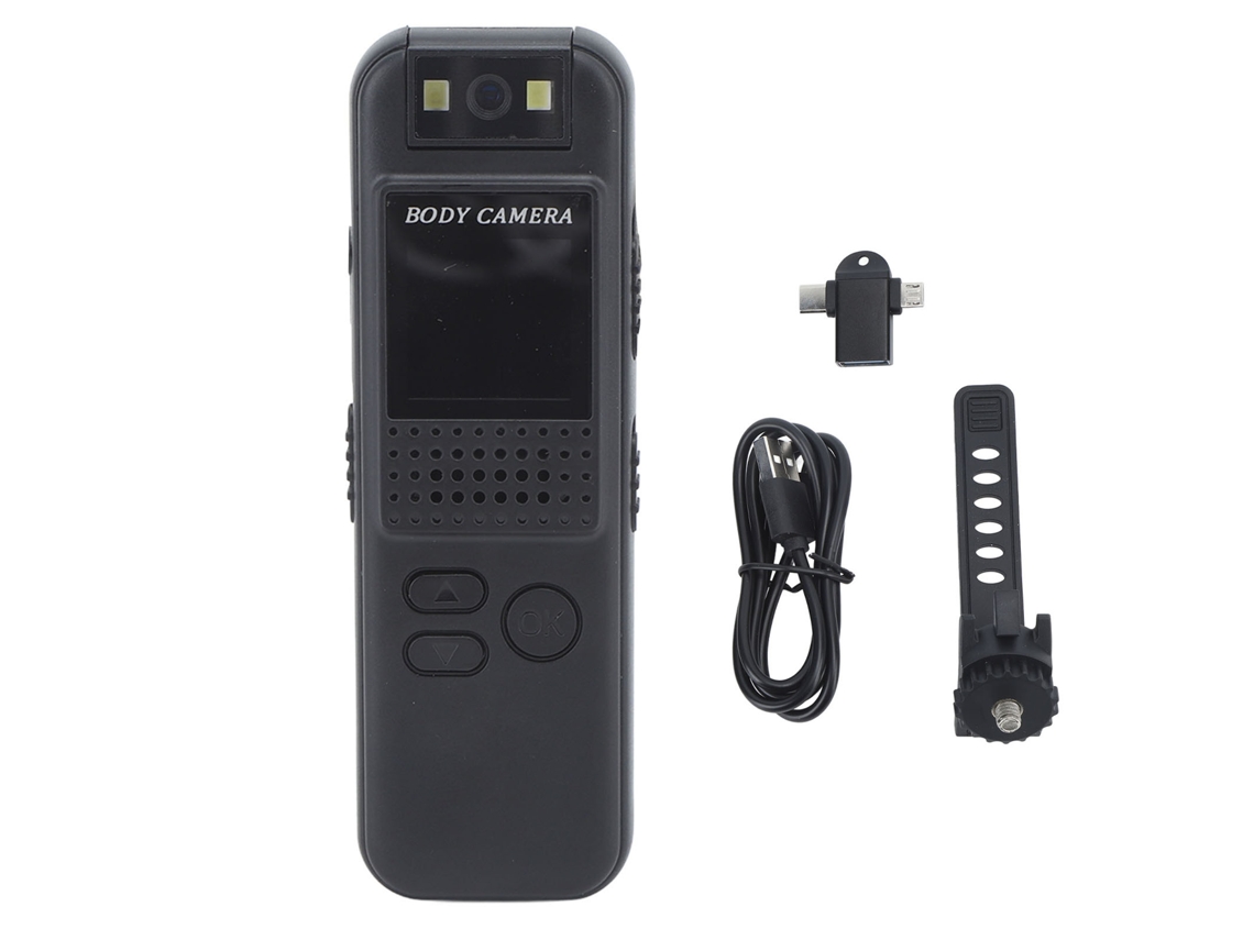 Câmara Desportiva De Ecrã Hd 1080p Gravador Policial De Clip Posterior Mãos Livres Lente Giratória 180° Para Desportos Ao Ar Livre