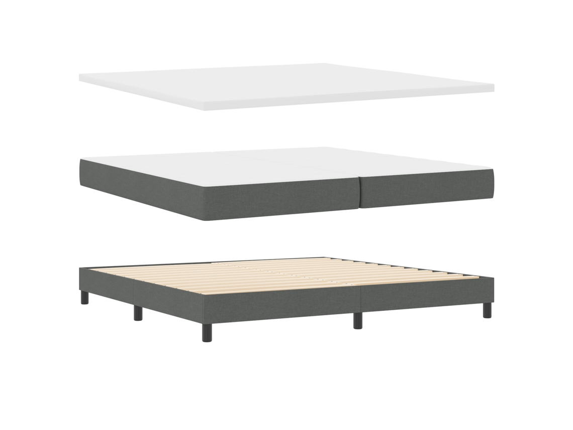 Conjunto 1 Cama Box Vidaxl Cinzento Tecido (200 X 200 Cm)