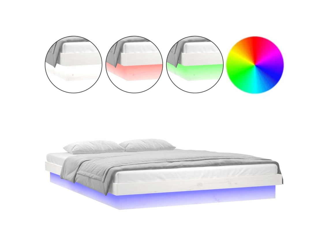 Estrutura De Cama Vidaxl Branco Madeira (194x138.5x21 Cm )