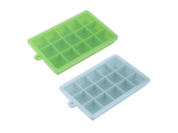 Conjunto de 2 Bandejas de Cubos de Gelo de Silicone com Tampas de Liberação Fácil para Whisky 15 Grades