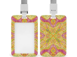 Porta Crachá Cor Pêssego Como Principal, Capa Vertical Com Cordão, Capa Plástica Impermeável, Estojo Cartão