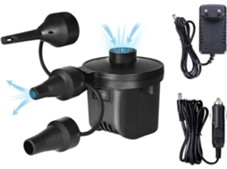 Bomba De Ar Elétrica Para Piscinas. Bomba Portátil Para Colchões De Ar - Esvazia. Bomba Com 3 Bicos. 110v-240v Ac / 12v Dc.